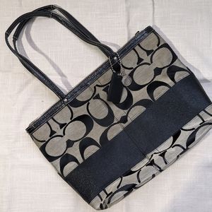 Coach Signature Purse, Tan and Black